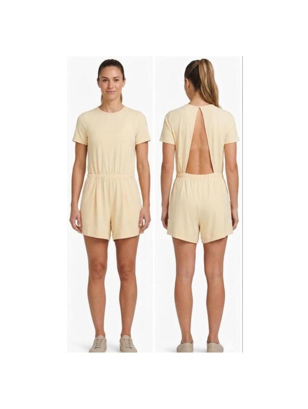 NWT Lululemon 5” Lightweight Open Back Romper Butter yellow size 10